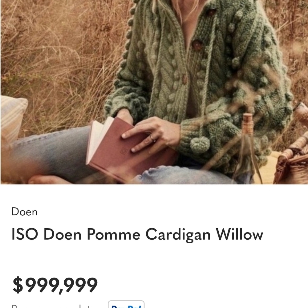 In Search Of Doen Pomme Cable-Knit Cardigan in Willow Green